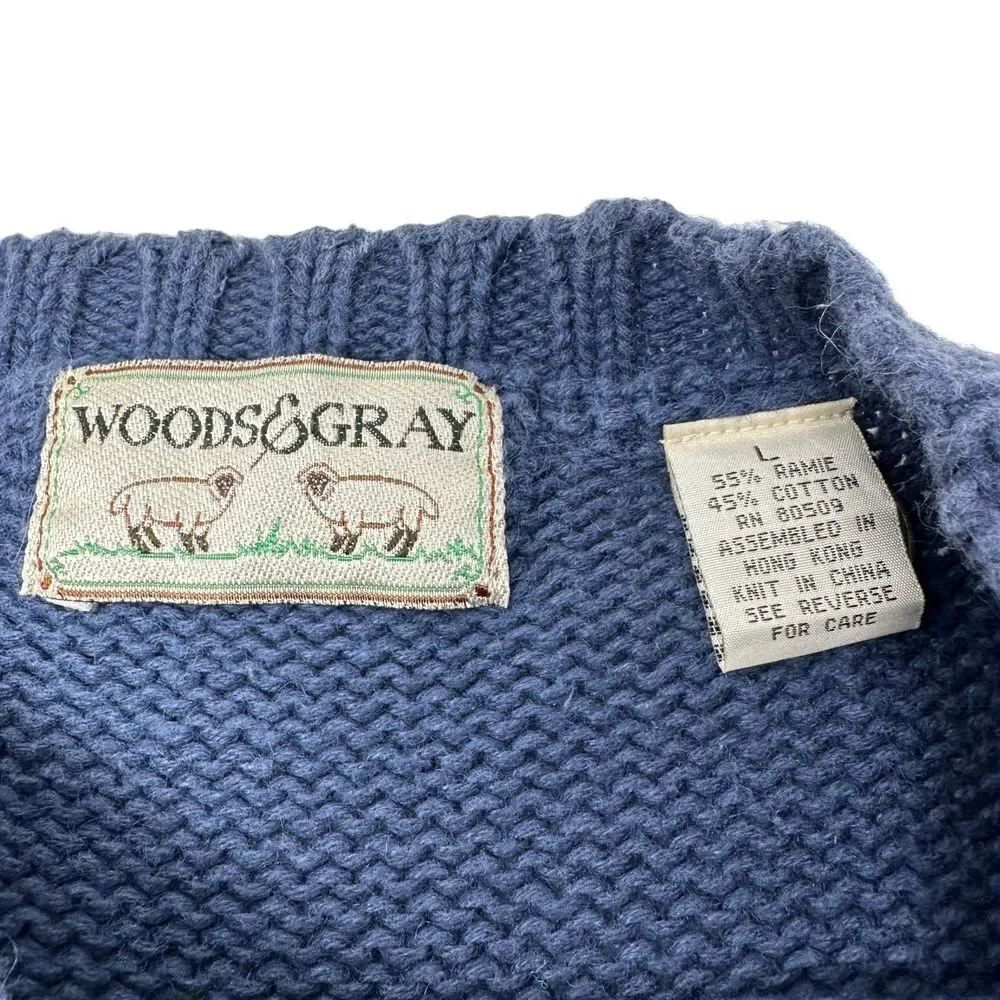WOODS & GRAY Vintage Crewneck‎ Sweater Aztec Southwest Ramie Cotton Size Large